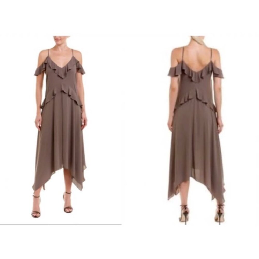 BCBGMaxAzria LISSA Midi Dress S Small Brown Washable Fairy Whimsigoth $228 NEW